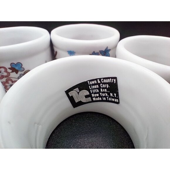 Set of 5 Town and Country Linen Corp Porcelain Floral Napkin Rings Fifth Ave. NY - Picture 6 of 12